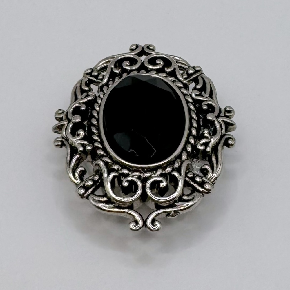 VINTAGE Black Rhinestone Baroque Button Cover - Picture 3 of 15